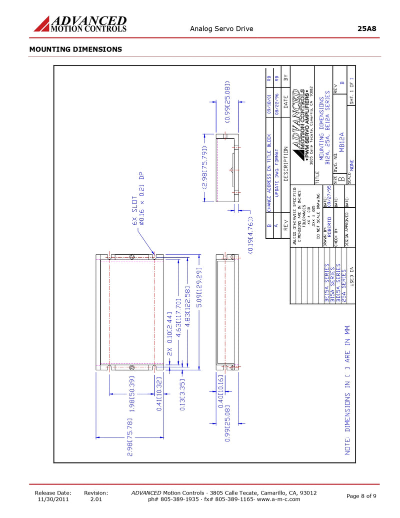 PWM servo amplificador analógico  Advanved Motions 25A8